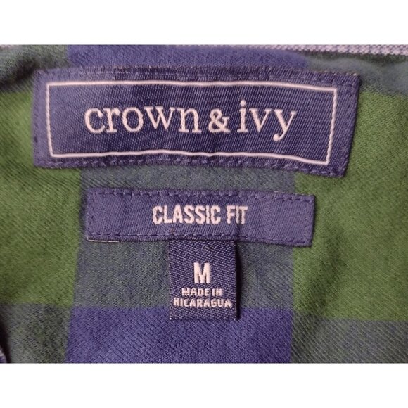 Crown & Ivy Mens Plaid Flannel Shirt Size M Motion Flex Patch Sleeves Pocket NEW - Picture 6 of 6